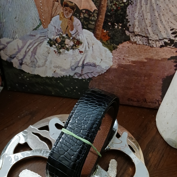 BRIAN TOOHEY 925 Sterling Silver Buckle Snake Embossed Leather Belt Large π π΄ - Picture 14 of 15